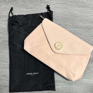 GIORGIO ARMANI Beauty Nude Pouch Clutch Makeup Bag with Dust Bag NEW